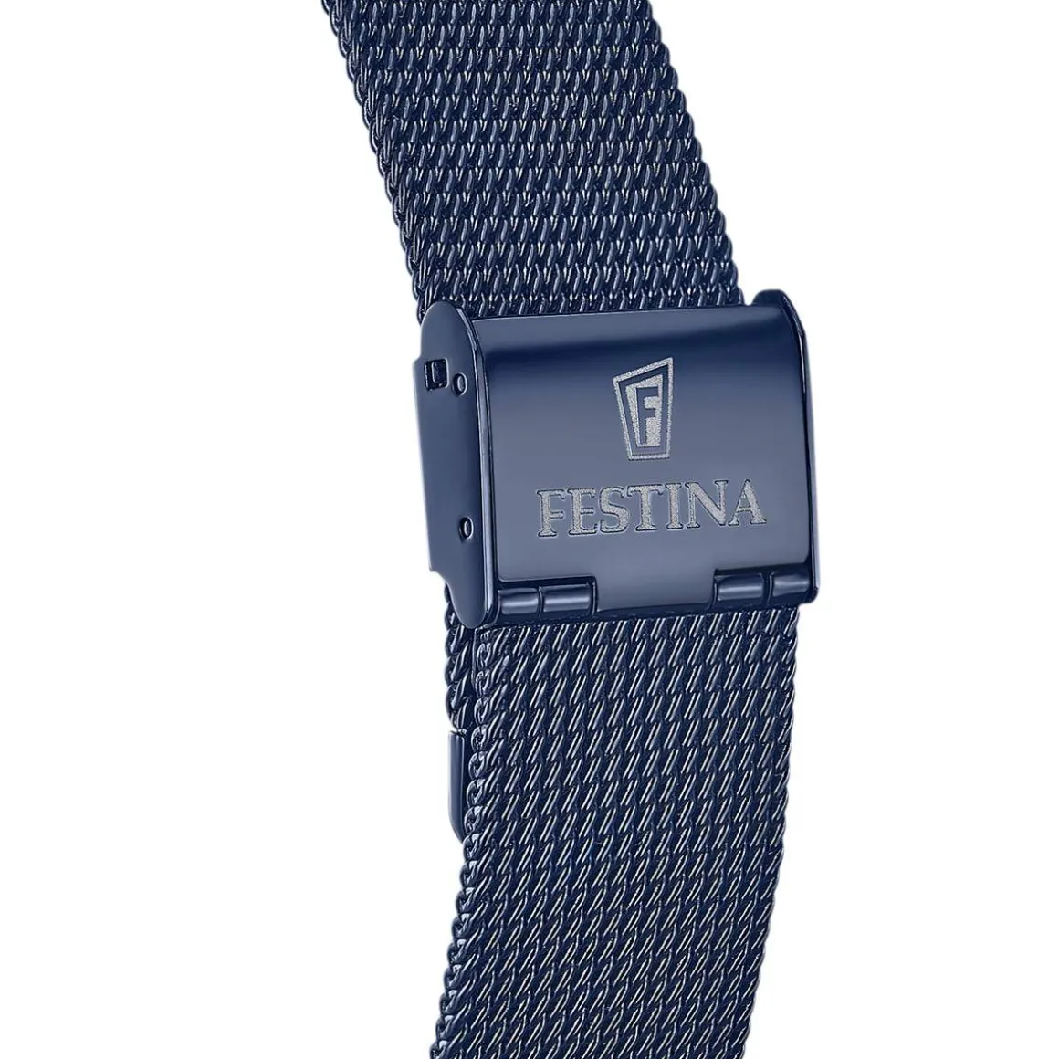 Montre Festina homme automatique acier bleu cadran squelette bracelet acier bleu maille milanaise