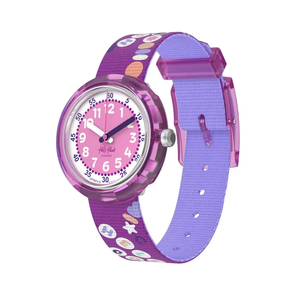 Montre FLIK FLAK Classroom Creations enfant cadran violet bracelet pet recycle violet