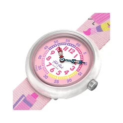 Montre FLIK FLAK Classroom Creations enfant cadran bleu bracelet pet recycle rose