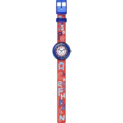 Montre FLIK FLAK Classroom Creations enfant cadran rose bracelet pet recycle rouge