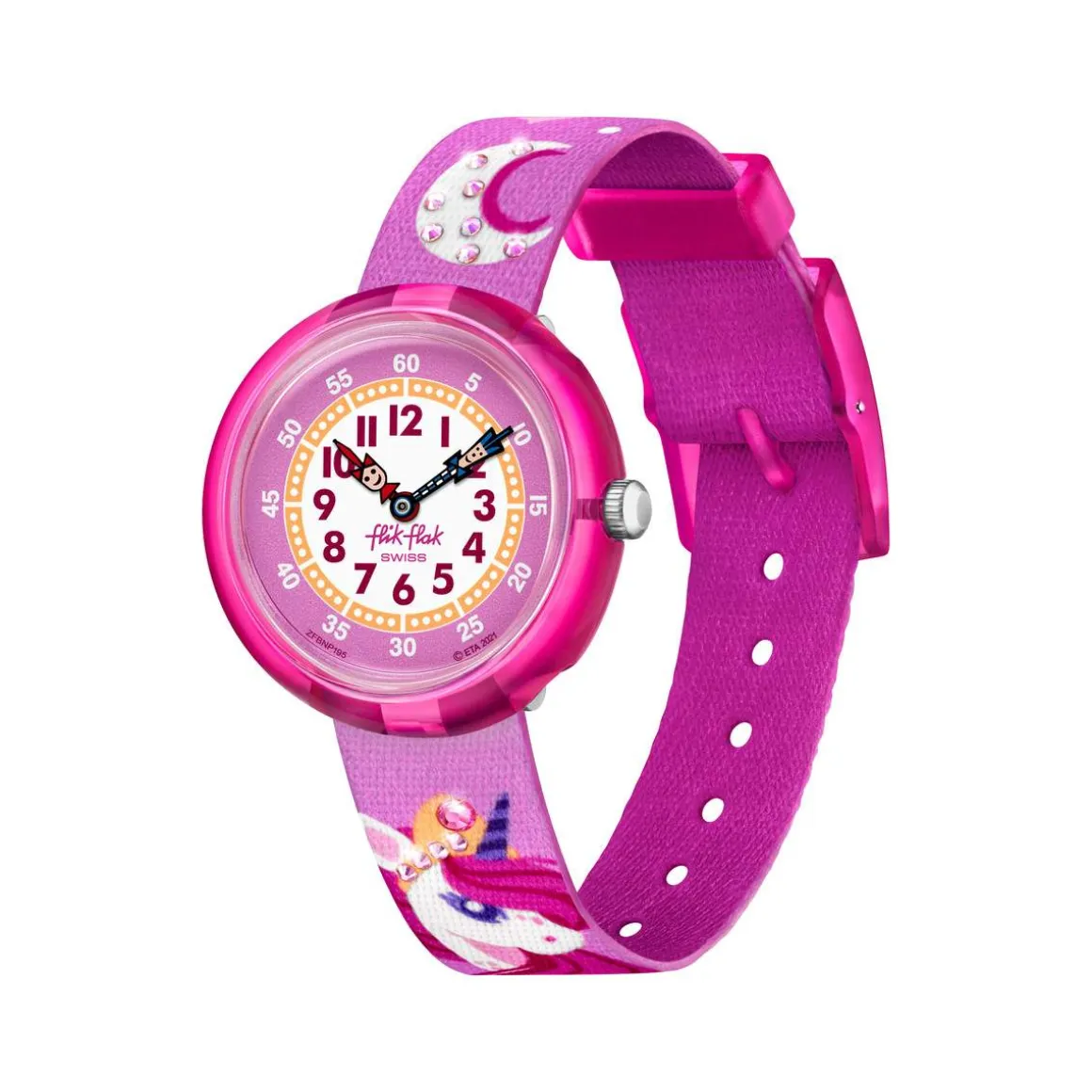 Montre FLIK FLAK DREAMING UNICORN enfant cadran rose bracelet rose pet recyclé