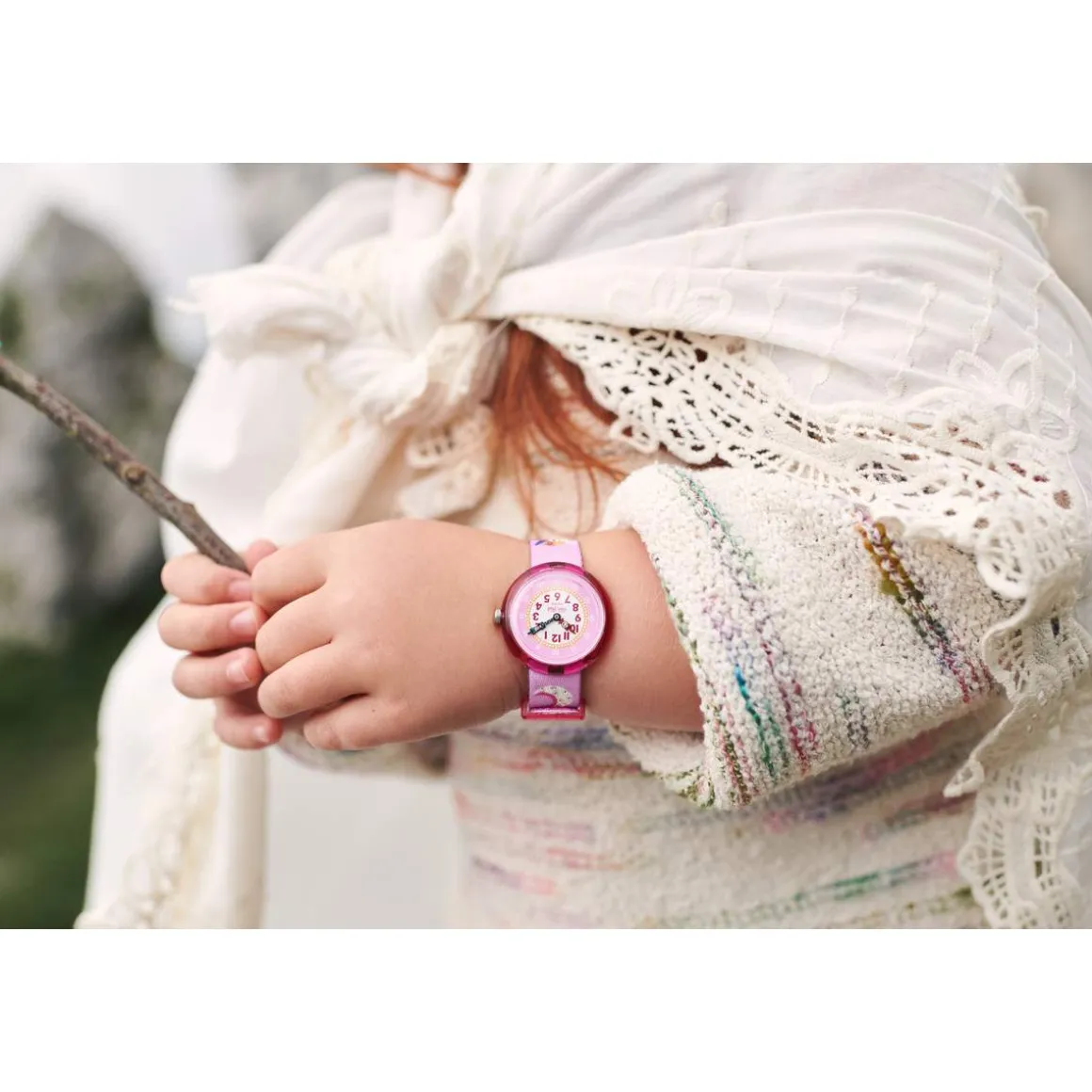 Montre FLIK FLAK DREAMING UNICORN enfant cadran rose bracelet rose pet recyclé