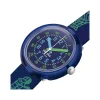 Montre Flik Flak Gameland Cyberozaurus enfant plastique biosourcé bracelet PET recyclé bleu