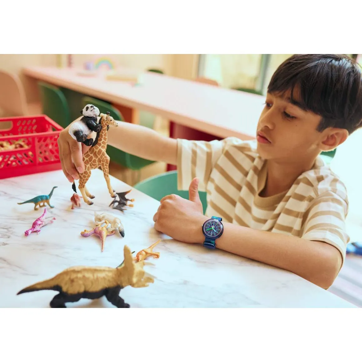 Montre Flik Flak Gameland Cyberozaurus enfant plastique biosourcé bracelet PET recyclé bleu