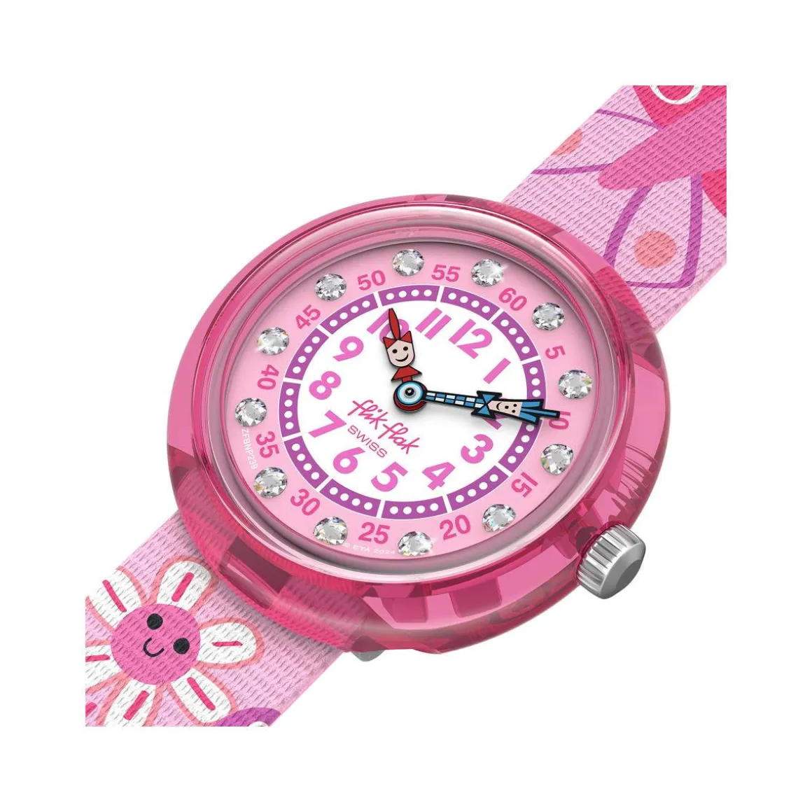 Montre FLIK FLAK let's get artsy enfant cadran rose bracelet pet recycle rose