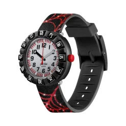 Montre Flik Flak Shine Bright Webaxus enfant plastique biosourcé bracelet silicone noir