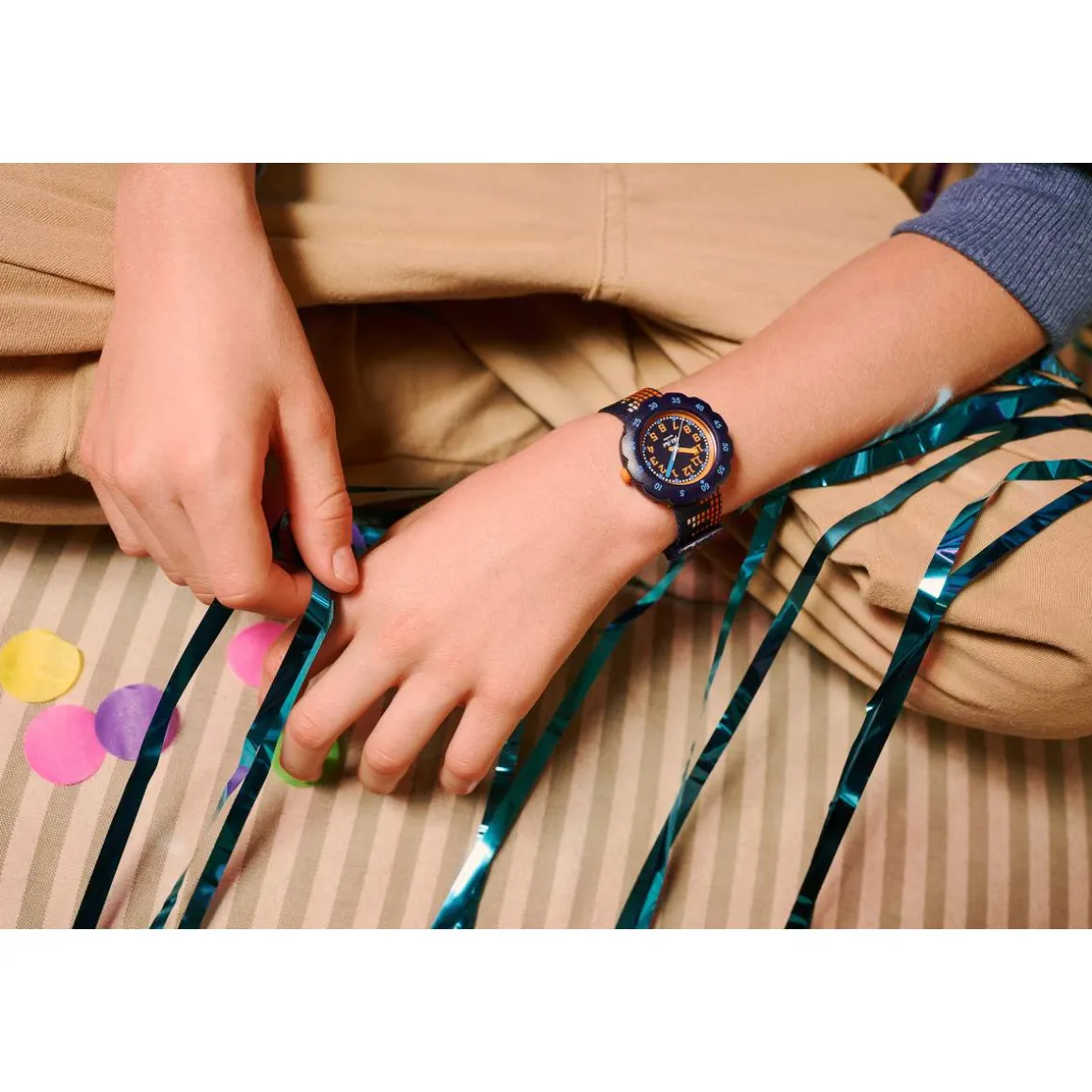 Montre FLIK FLAK showtime enfant bracelet pet recycle bleu