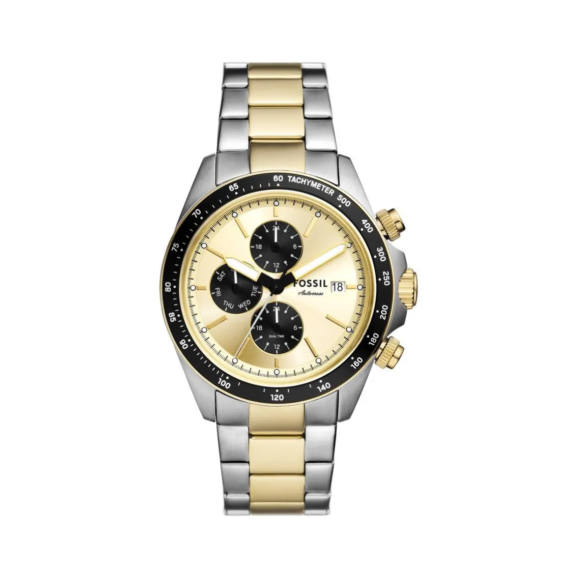 Montre FOSSIL autocross homme bracelet acier inoxydable bicolore