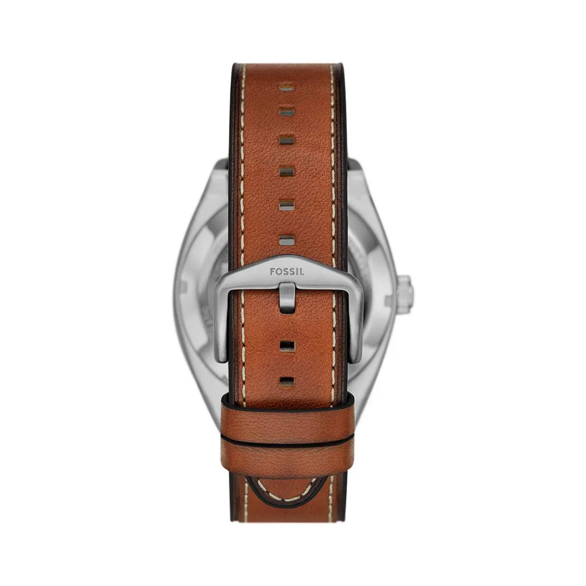 Montre fossil everett homme automatique, bracelet cuir marron