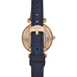 Montre Fossil femme acier doré rose cuir bleu