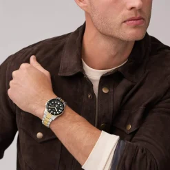 Montre FOSSIL FOSSIL blue dive homme bracelet acier inoxydable bicolore