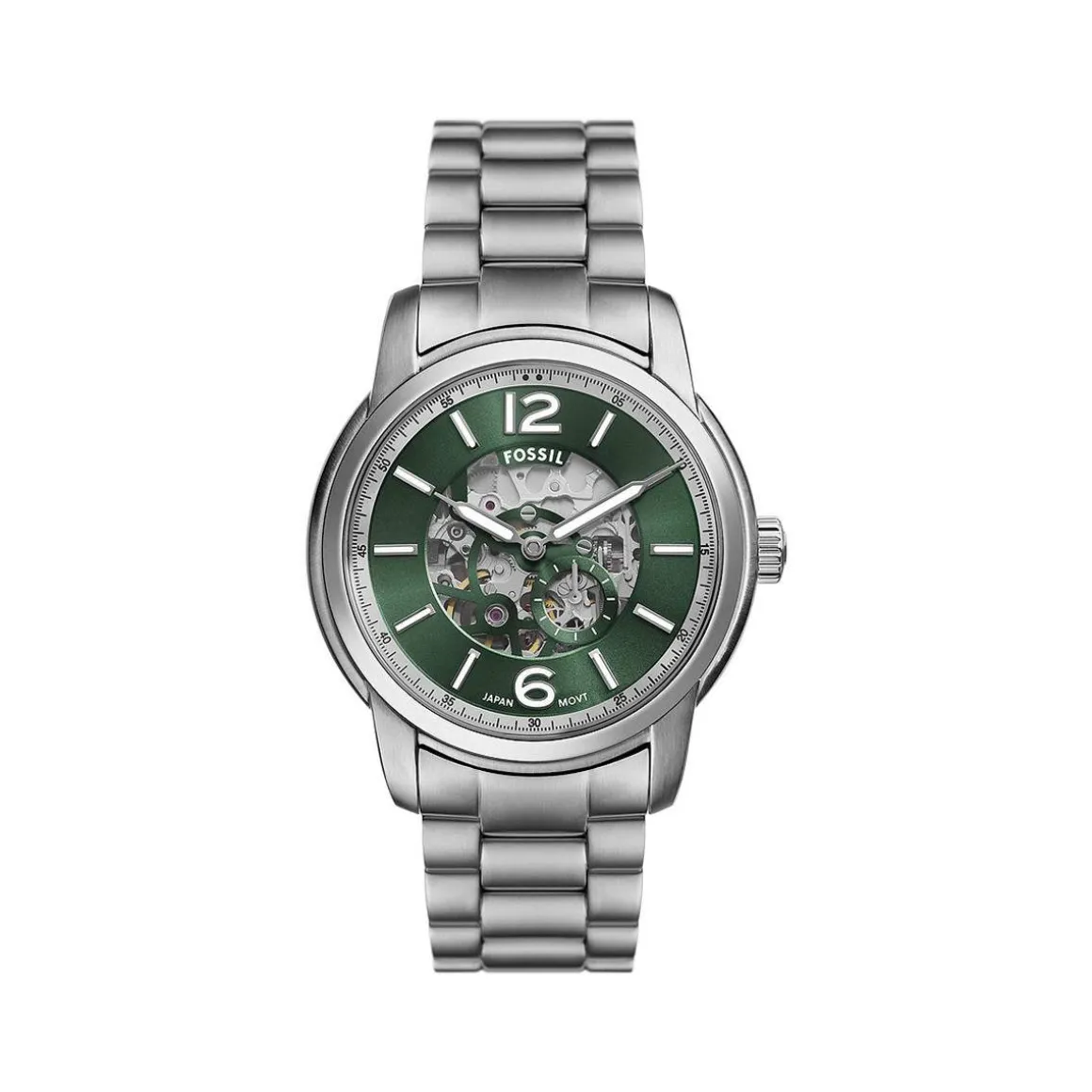 Montre FOSSIL heritage homme automatique, bracelet acier inoxydable argent