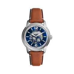Montre FOSSIL heritage homme automatique, bracelet cuir marron