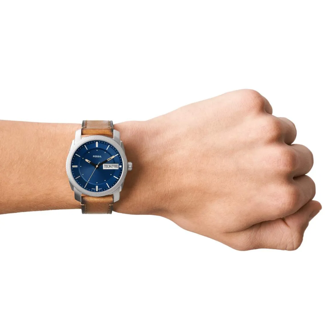 Montre FOSSIL homme acier bracelet cuir marron