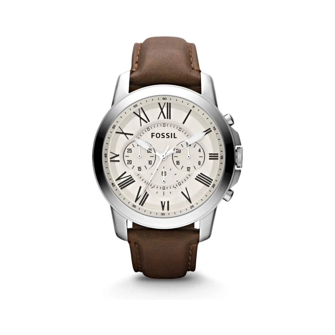 Montre Fossil homme acier cuir marron