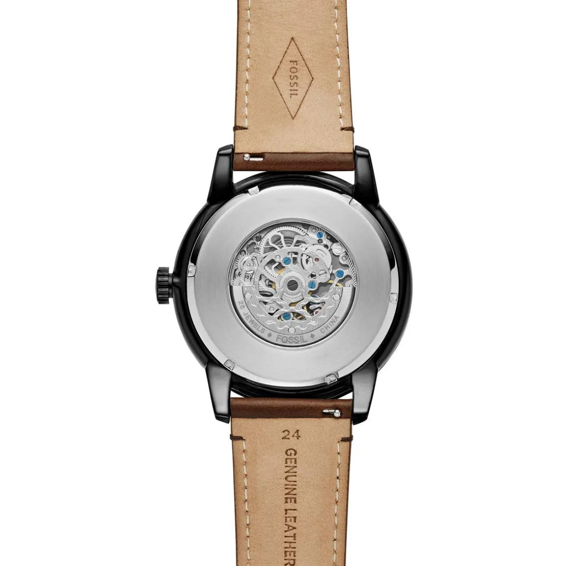 Montre Fossil homme automatique acier cuir marron