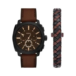 Montre FOSSIL machine homme bracelet cuir marron