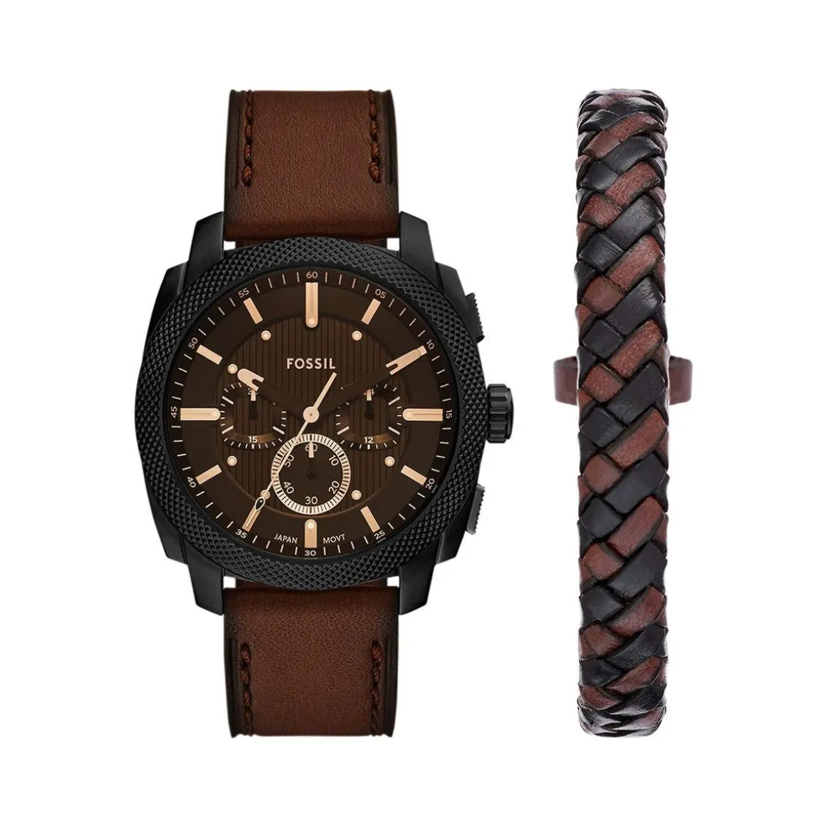 Montre FOSSIL machine homme bracelet cuir marron
