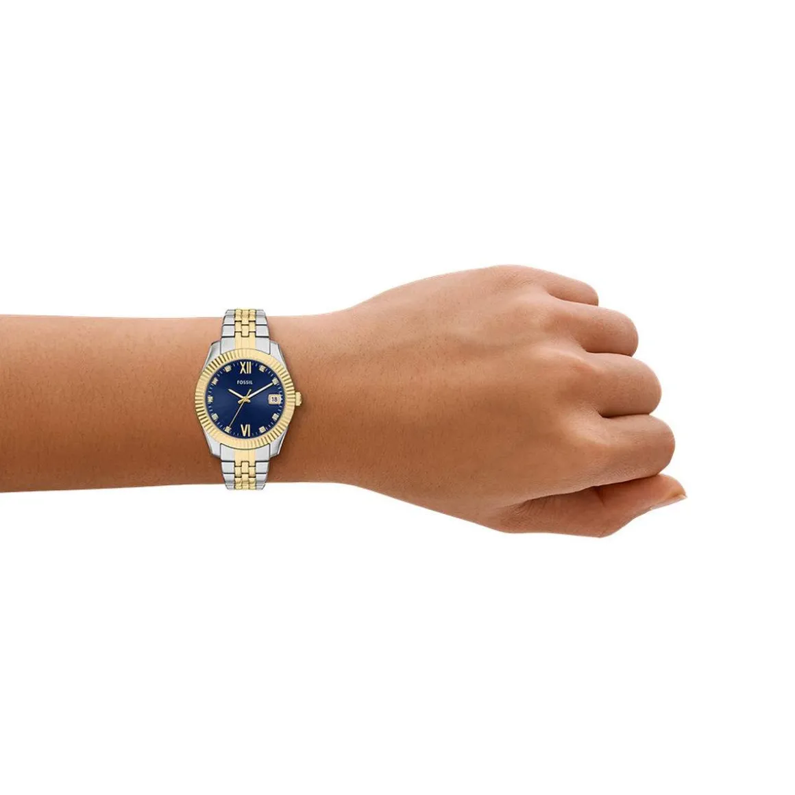 Montre FOSSIL scarlette femme bracelet acier inoxydable bicolore jaune