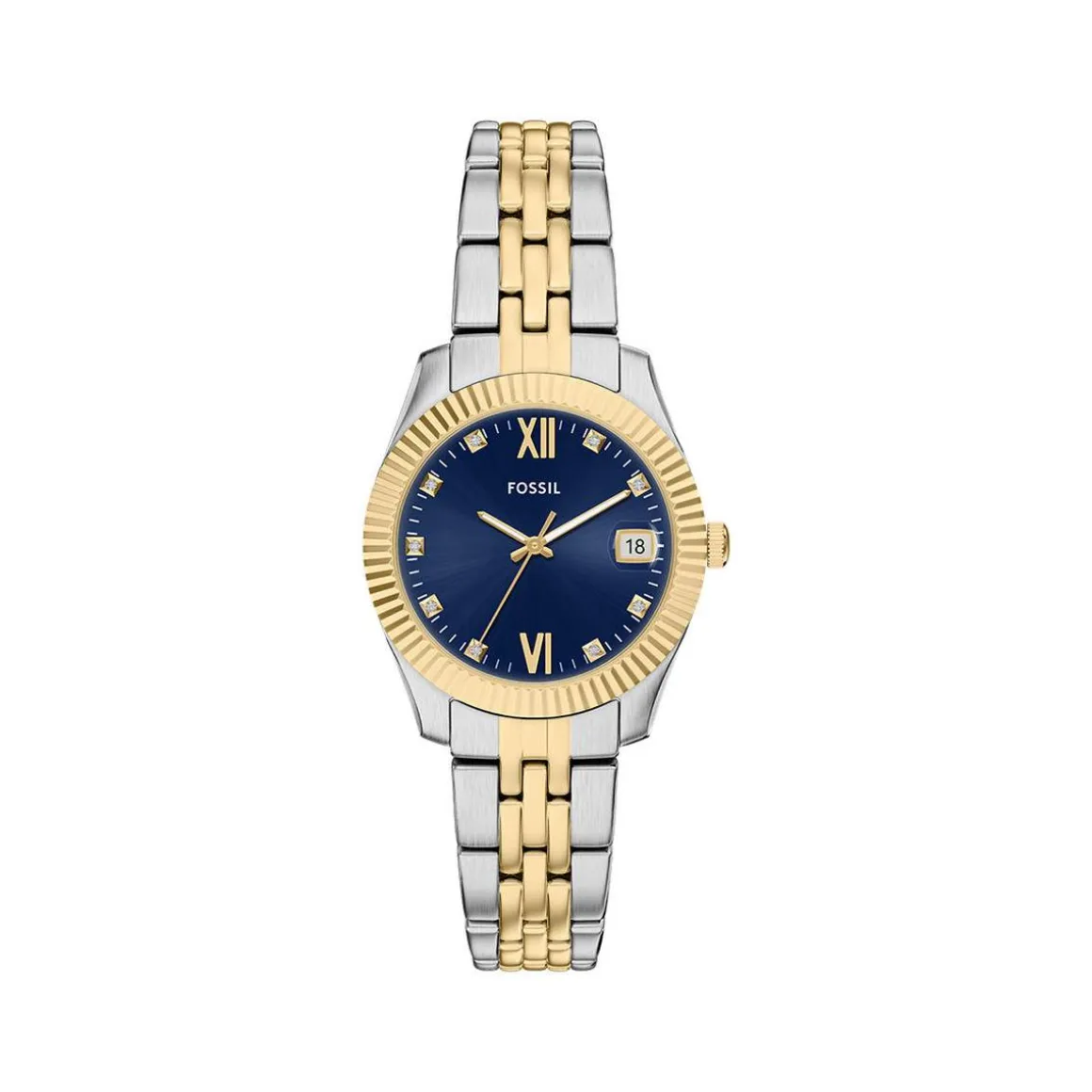 Montre FOSSIL scarlette femme bracelet acier inoxydable bicolore jaune