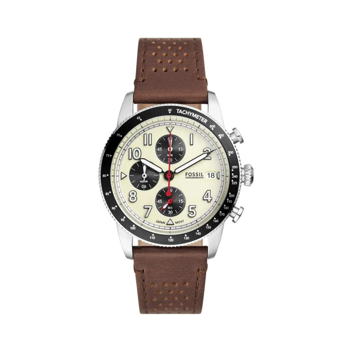 Montre FOSSIL sport tourer homme bracelet cuir marron