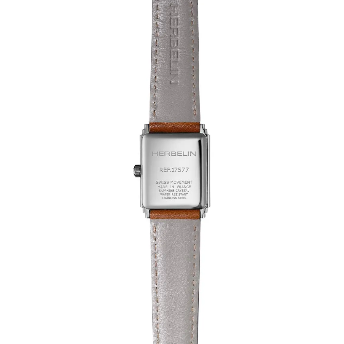Montre HERBELIN Art Deco femme analogique acier bracelet cuir marron