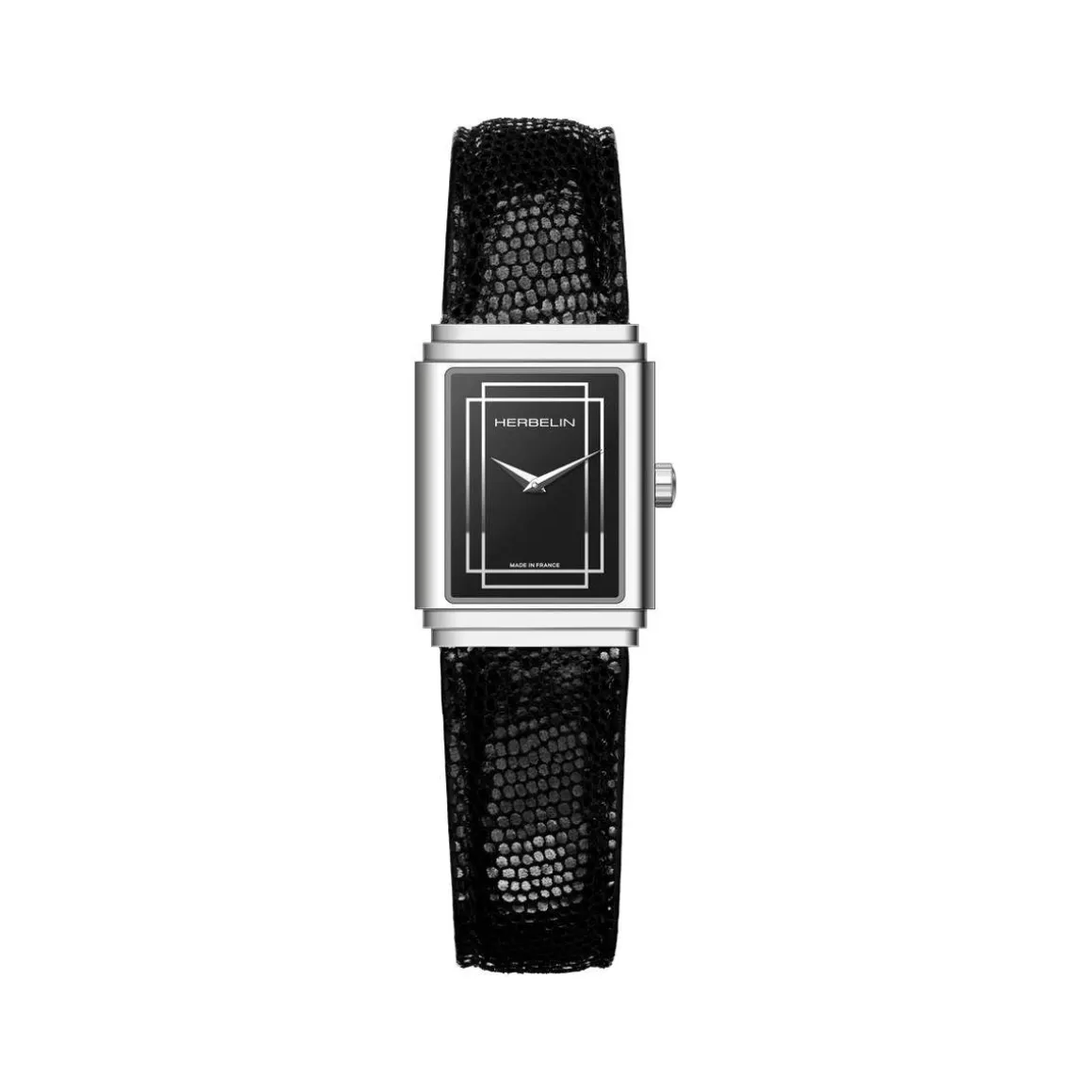 Montre HERBELIN Art Deco femme bracelet cuir noir