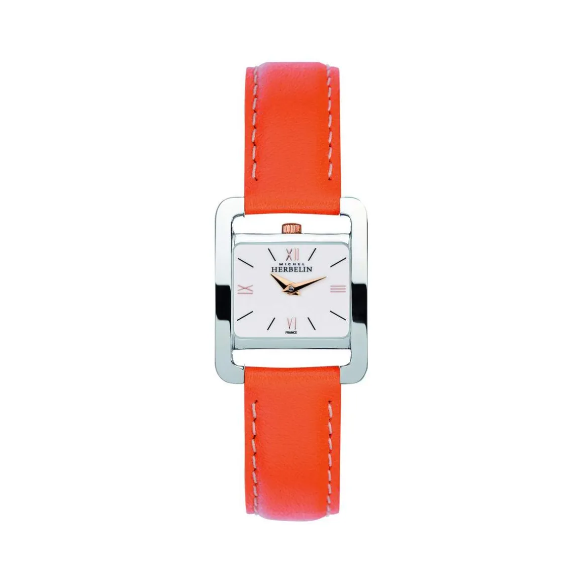 Montre Herbelin femme acier cuir orange