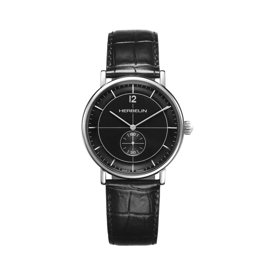 Montre HERBELIN Inspiration homme analogique acier bracelet cuir noir
