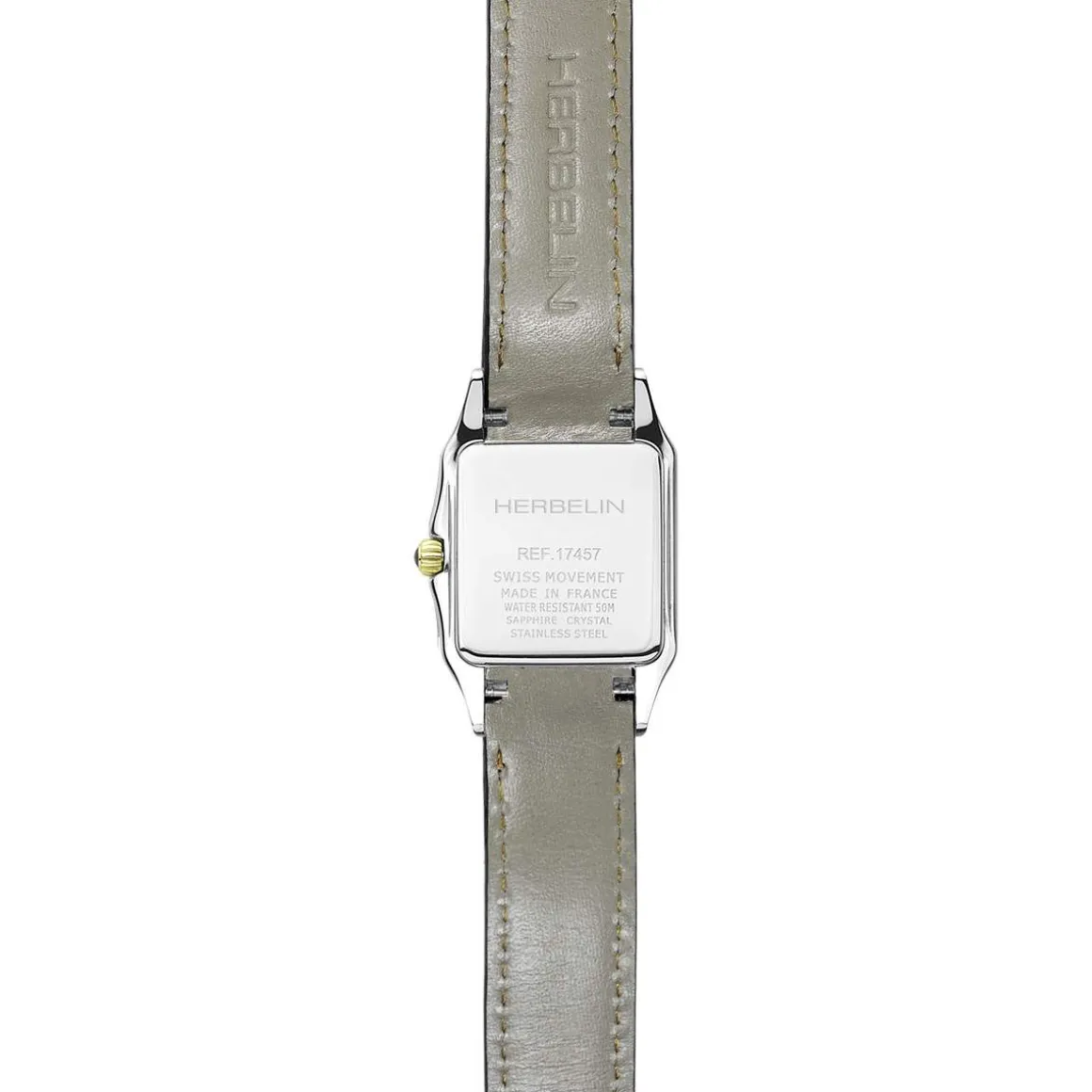 Montre HERBELIN Luna femme analogique acier bicolore bracelet cuir noir