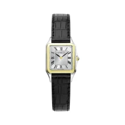 Montre HERBELIN Luna femme analogique acier bicolore bracelet cuir noir