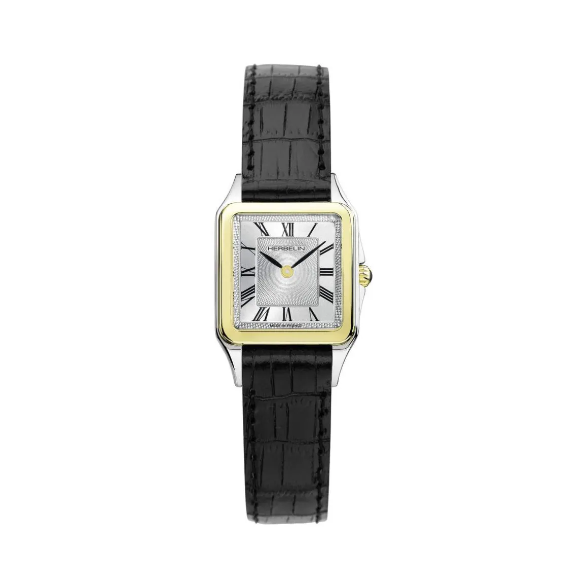 Montre HERBELIN Luna femme analogique acier bicolore bracelet cuir noir