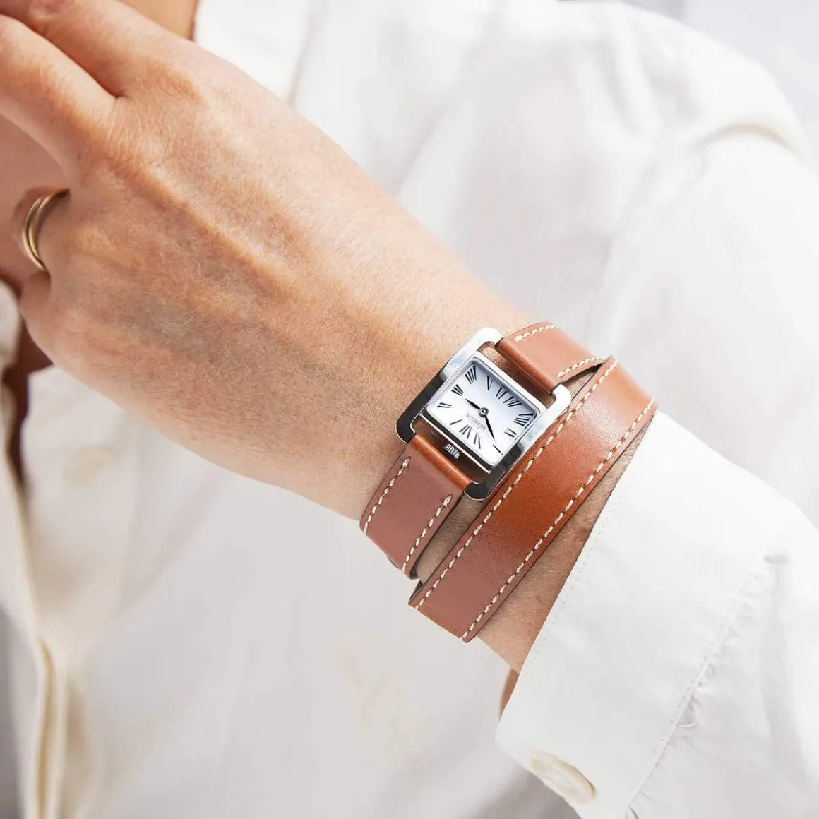 Montre herbelin 5ème avenue en cuir marron