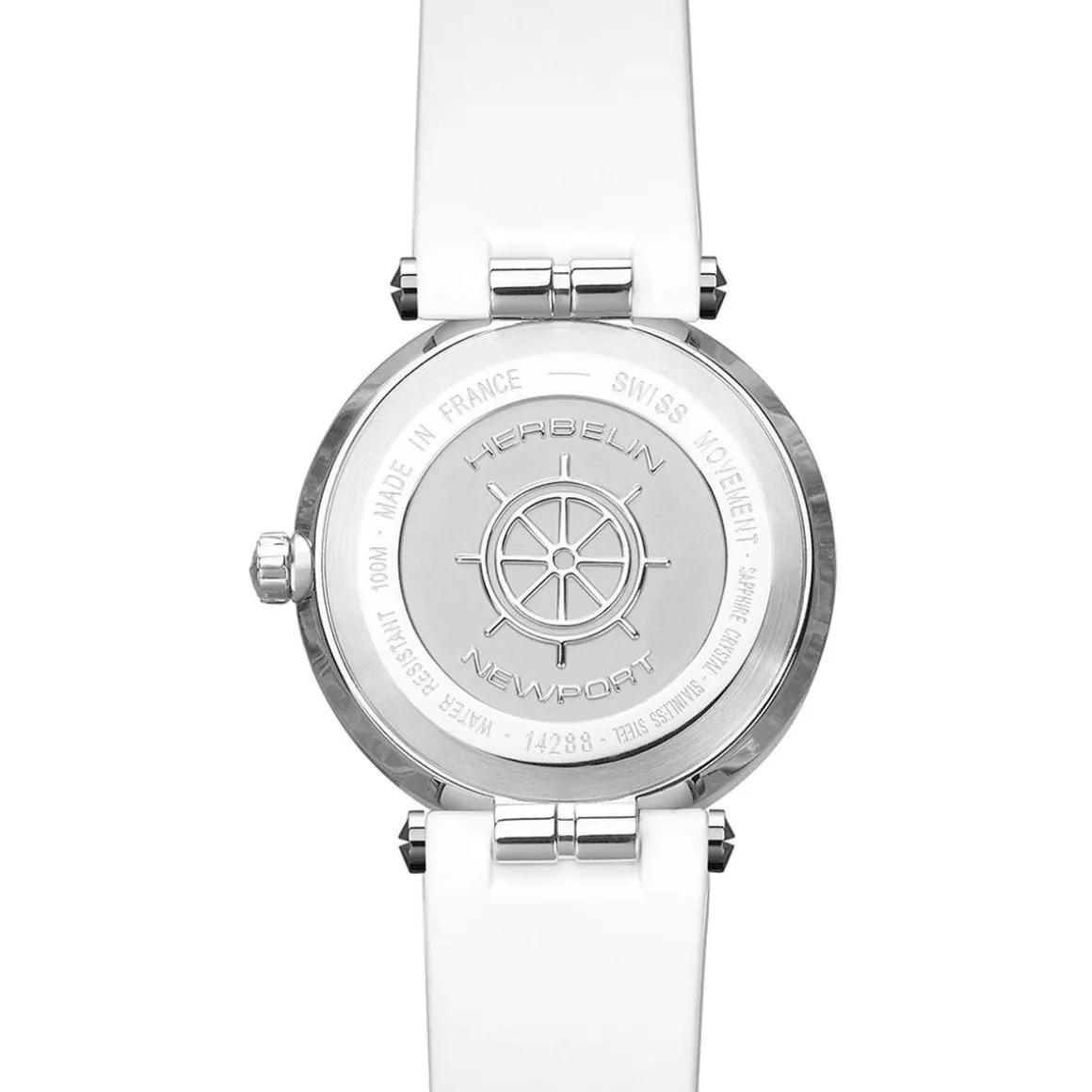 Montre HERBELIN Newport femme acier racelet caoutchouc blanc