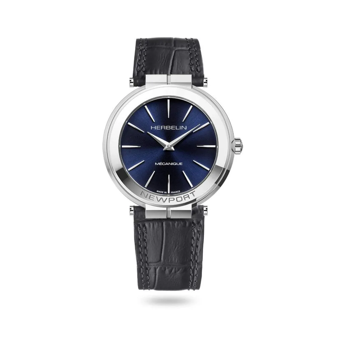 Montre Herbelin Newport homme mécanique acier bracelet cuir noir