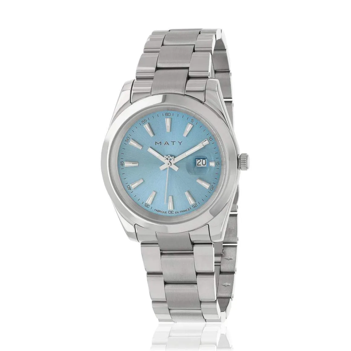 Montre HERITAGE homme bracelet acier inoxydable blanc