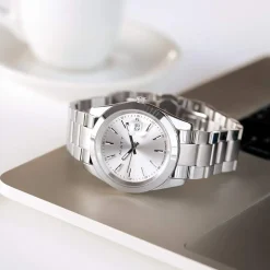 Montre HERITAGE homme bracelet acier inoxydable blanc