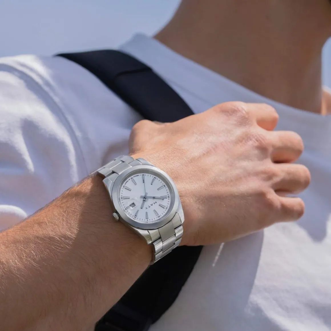 Montre HERITAGE homme bracelet acier inoxydable blanc