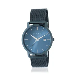 Montre homme acier bleu bracelet acier bleu maille milanaise
