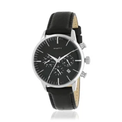 Montre homme acier bracelet cuir noir