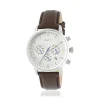 Montre homme acier bracelet cuir marron foncé