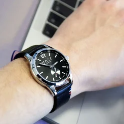 Montre homme acier bracelet cuir noir