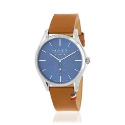Montre homme acier bracelet cuir marron