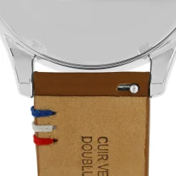 Montre homme acier bracelet cuir marron