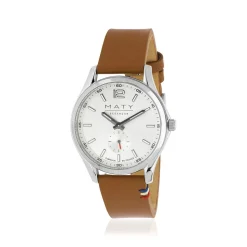Montre homme acier bracelet cuir marron