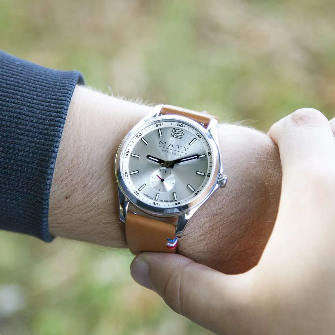 Montre homme acier bracelet cuir marron