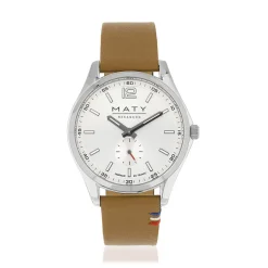 Montre homme acier bracelet cuir marron
