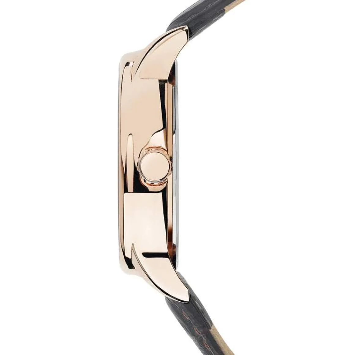 Montre homme acier doré rose bracelet cuir marron