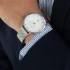 Montre homme chromée bracelet maille milanaise acier