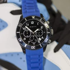 Montre homme plastique bleu bracelet silicone bleu
